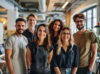 Obraz premium portrait of a group of young professionals smiling at the camera