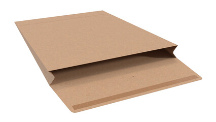 Photo realistic kraft paper envelope isolated on transparent background.