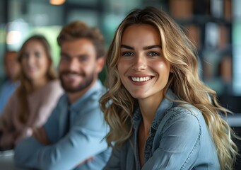 Fototapeta premium Smiling Woman Portrait with Blurry Background