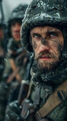 Obraz premium Portrait of a soldier in winter gear