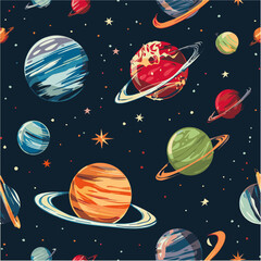 illustration of Planet Seamless Pattern