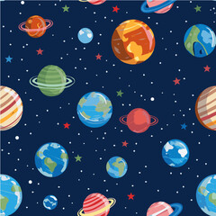 illustration of Planet Seamless Pattern
