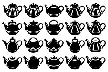 coffee cup set silhouette vector illustration