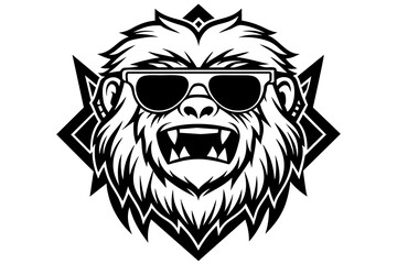  yeti with shades ice mascot logo vector silhouette illustration