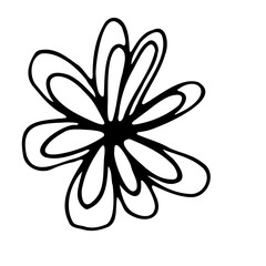 Abstract Doodle Floral Botanical Illustration Line Art Hand Drawn