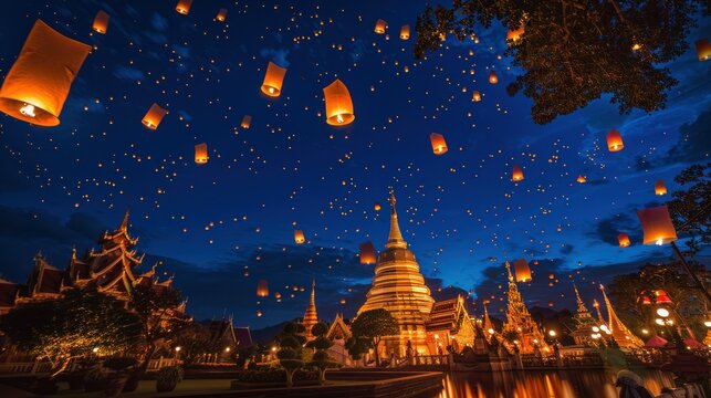 There is the Ye Peng Festival and the Sky Lantern Festival at Wat Phra Singh at night