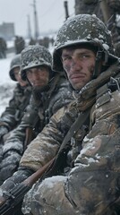 Three soldiers in winter gear