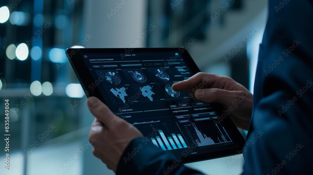 Aufkleber the tablet with data analytics