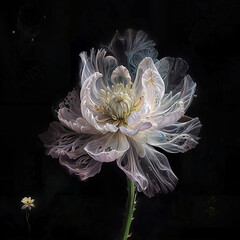 Ethereal Bloom: Tulle Petal Dreams in the Starlit Void