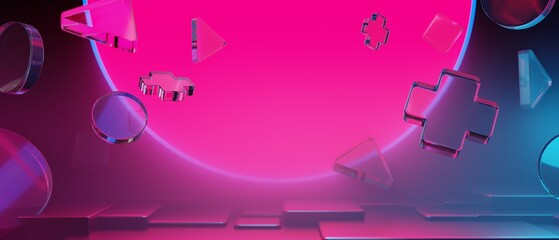 3d illustration rendering of gamer technology futuristic cyberpunk sci-fi display podium, gaming scifi stage pedestal abstract  background © issaronow