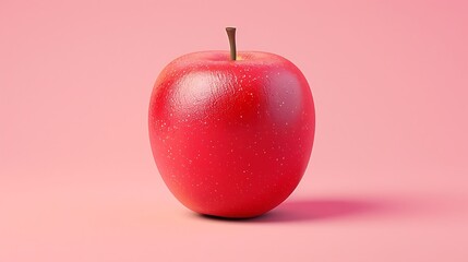 Big red apple placed against an isolated background in vibrant pink.