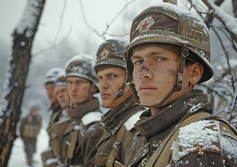 Fototapeta premium Soviet Red Army soldiers during World War II