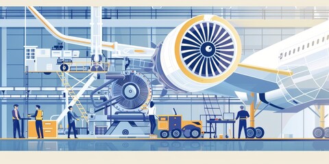 Obraz premium A schematic diagram depicting the inner workings of an engine being inspected generated by AI