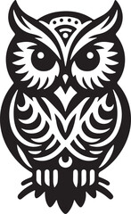 owl cartoon Silhouette on White Background