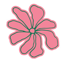 Abstract Cute Sticker Hand Drawn Line Art Floral Botanical