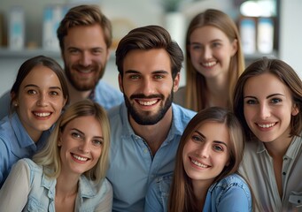 Group of Friends Smiling Together in a Casual Setting