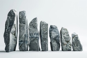 Realistic photograph of a complete Milestone markers,solid stark white background, focused lighting