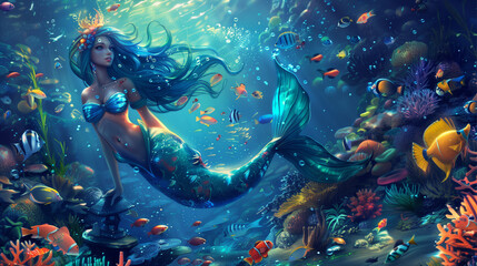 Colorful Underwater Scene With