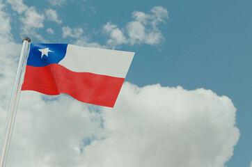 Chile Flag with Sky Background 3d illustration image
