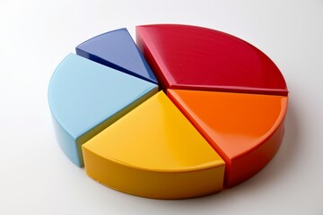 Obraz premium Realistic photograph of a complete Pie charts,solid stark white background, focused lighting