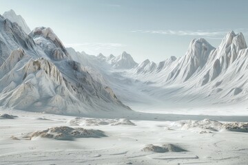 Realistic photograph of a complete Sci-fi landscapes,solid stark white background, focused lighting