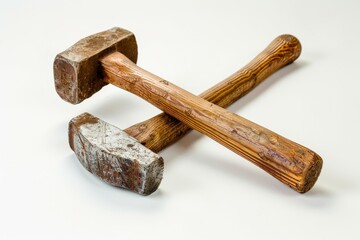Realistic photograph of a complete Sledgehammers,solid stark white background, focused lighting