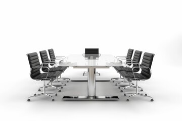 Realistic photograph of a complete Virtual meetings,solid stark white background, focused lighting