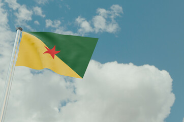 French Guiana Flag with Sky Background 3d illustration image
