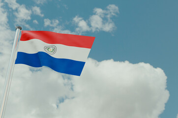Paraguay Flag with Sky Background 3d illustration image