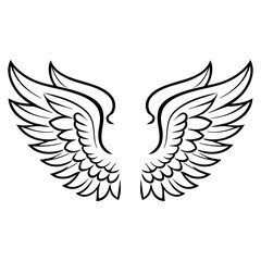 Obraz premium Angel with wings. line art isolated on white