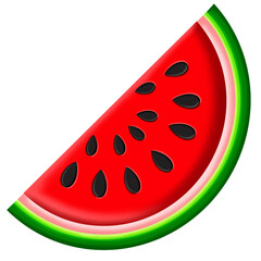 Cartoon watermelon icon on white illustration on transparent background