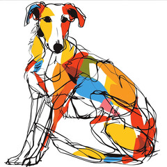 Obraz premium Elegant Borzoi Dog One-Line Drawing: Unleash Your Creativity with a Stunning Artwork