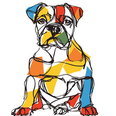 Naklejka premium Elegant Boxer Dog One-Line Drawing: Unleash Your Creativity with a Stunning Artwork