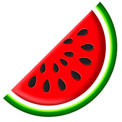 Cartoon watermelon icon on white illustration on transparent background