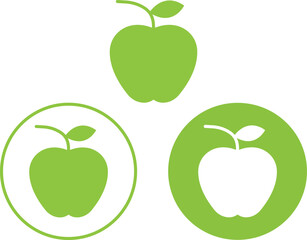 Set of Green apples along with leaves icons. Healthy apples Icons in trendy fill styles isolated on transparent background. Apple Icons page vectors illustration symbols for your web sites designs.