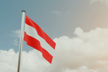Austria Flag with Sky Background 3d illustration image
