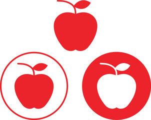 Set of Red apples along with leaves icons. Healthy apples Icons in trendy fill styles isolated on transparent background. Apple Icons page vectors illustration symbols for your web sites designs.