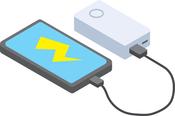 モバイルバッテリーでスマホを充電中