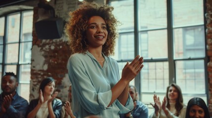 The woman applauding audience