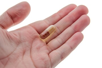 手の上に薬が乗っているグラフィック（錠剤・投薬・治療・サプリメント）