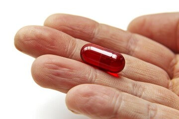 手の上に薬が乗っているグラフィック（錠剤・投薬・治療・サプリメント）