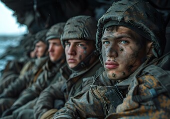 Obraz premium Camouflage soldiers in the field