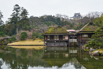 Obraz premium 滋賀県 玄宮園からの彦根城 