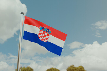 Croatia Flag with Sky Background 3d illustration image
