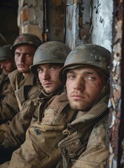 Obraz premium Four soldiers in World War II