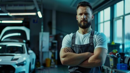 Fototapeta premium The mechanic in workshop