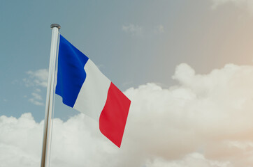 France Flag with Sky Background 3d illustration image
