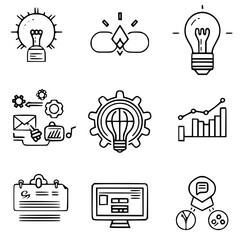 business icon, communication icon, strategy icon, leadership icon, management icon, marketing icon, teamwork icon, web icon, technology icon, finance icon, office icon, development icon, investment ic