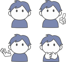 シンプルにデフォルメした男性と、案内したり説明したりしている風の手元のセット