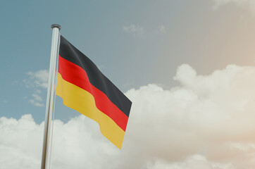 Germany Flag with Sky Background 3d illustration image

